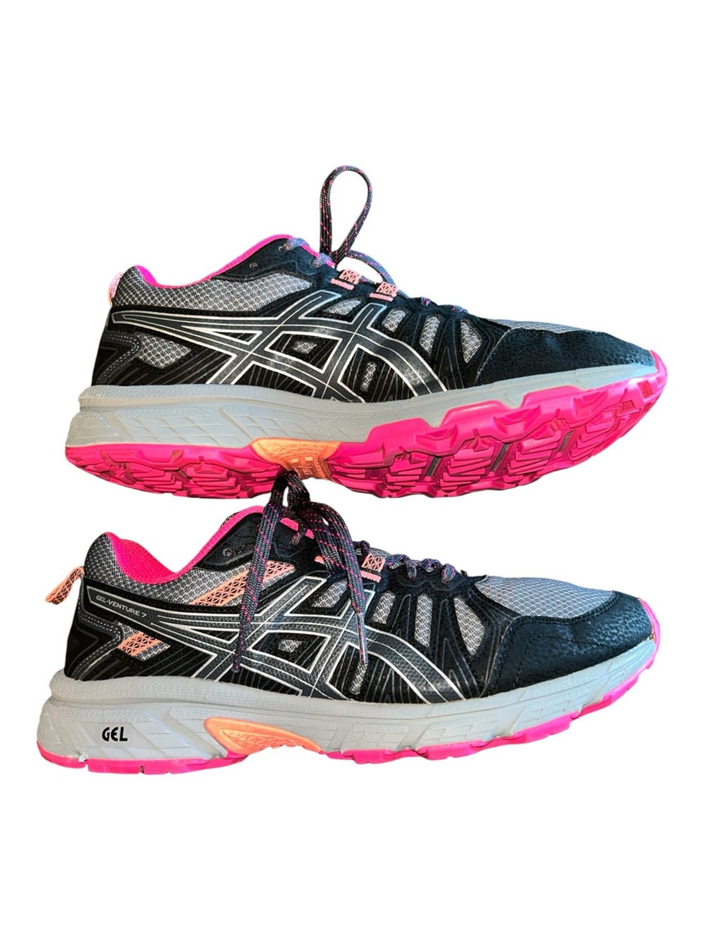 ASICS Gel Venture 7 Gray and Hot Pink Running Shoes